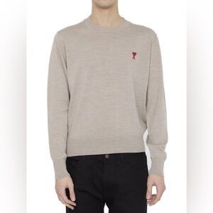 Mens Ami Paris Ami de Coeur crewneck sweater in beige sz M
